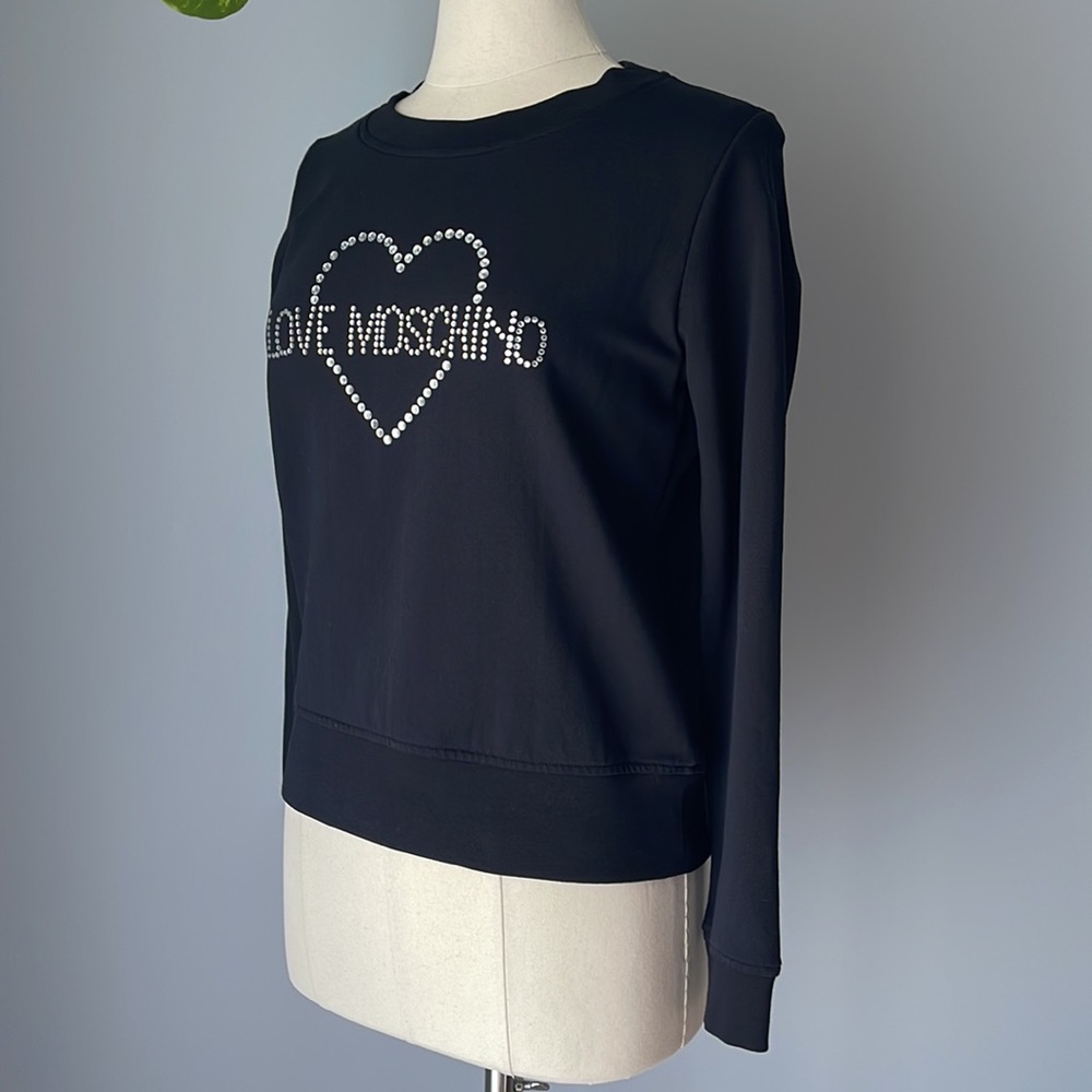 Love Moschino Crystals Studded Diamanté sweatshirt USA size 6 - Picture 4 of 5